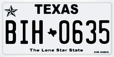 TX license plate BIH0635