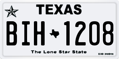 TX license plate BIH1208