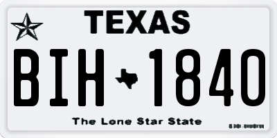 TX license plate BIH1840