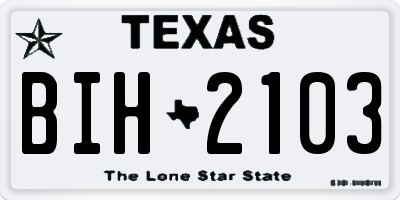 TX license plate BIH2103