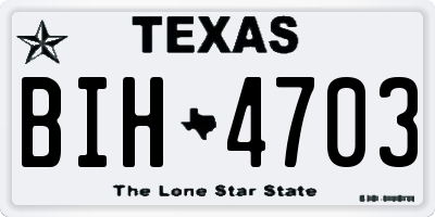 TX license plate BIH4703