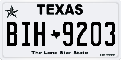 TX license plate BIH9203