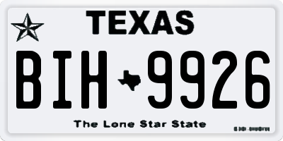 TX license plate BIH9926