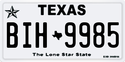 TX license plate BIH9985