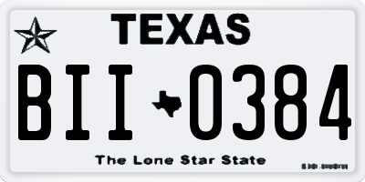 TX license plate BII0384