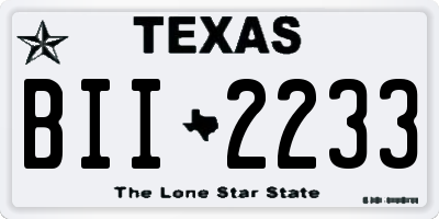 TX license plate BII2233