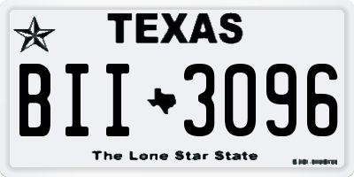 TX license plate BII3096