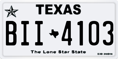TX license plate BII4103