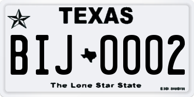 TX license plate BIJ0002