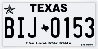 TX license plate BIJ0153