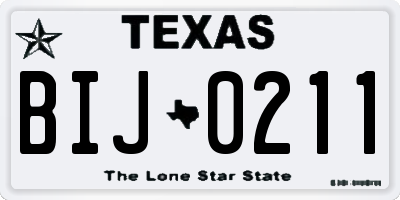 TX license plate BIJ0211