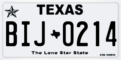 TX license plate BIJ0214