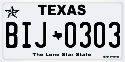 TX license plate BIJ0303