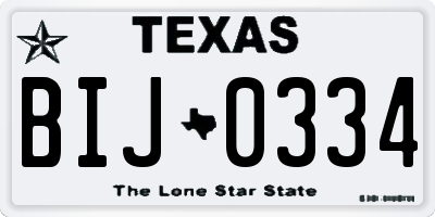 TX license plate BIJ0334