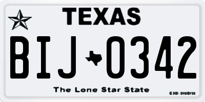 TX license plate BIJ0342