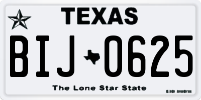 TX license plate BIJ0625