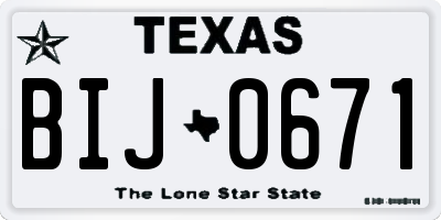 TX license plate BIJ0671
