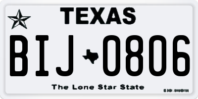 TX license plate BIJ0806