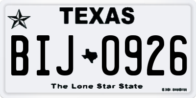TX license plate BIJ0926