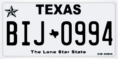 TX license plate BIJ0994