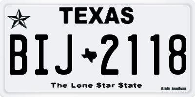 TX license plate BIJ2118