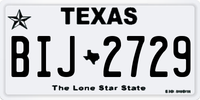 TX license plate BIJ2729