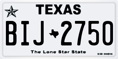 TX license plate BIJ2750