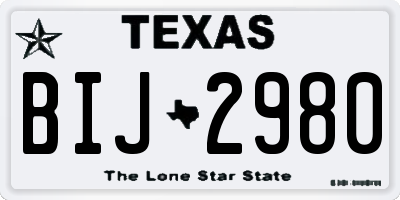 TX license plate BIJ2980