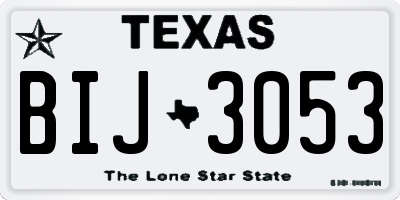 TX license plate BIJ3053