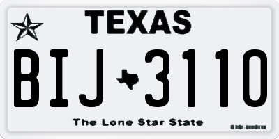 TX license plate BIJ3110