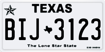 TX license plate BIJ3123