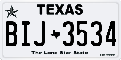 TX license plate BIJ3534