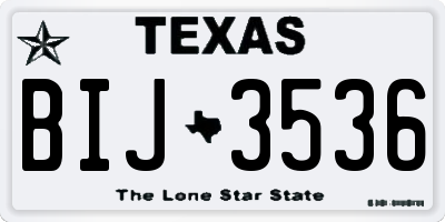TX license plate BIJ3536