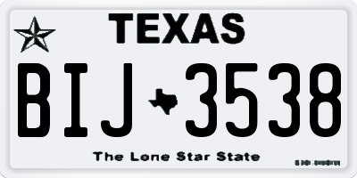 TX license plate BIJ3538