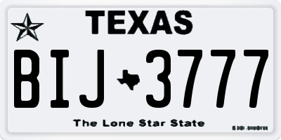 TX license plate BIJ3777