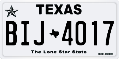 TX license plate BIJ4017