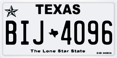 TX license plate BIJ4096