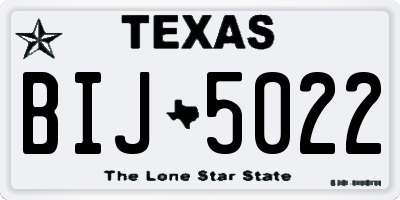 TX license plate BIJ5022