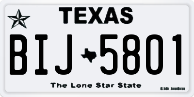 TX license plate BIJ5801
