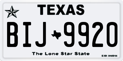 TX license plate BIJ9920