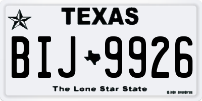 TX license plate BIJ9926