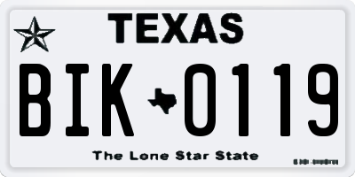 TX license plate BIK0119