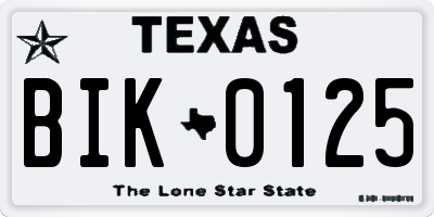TX license plate BIK0125