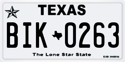 TX license plate BIK0263
