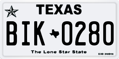 TX license plate BIK0280