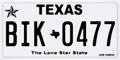 TX license plate BIK0477