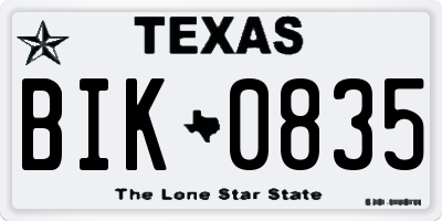 TX license plate BIK0835
