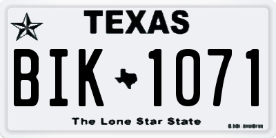 TX license plate BIK1071