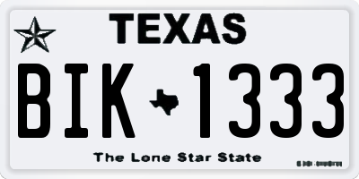 TX license plate BIK1333