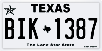 TX license plate BIK1387